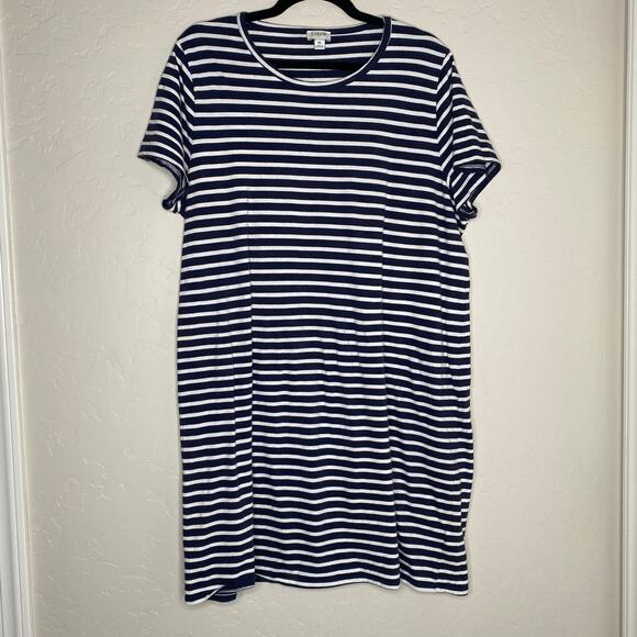 J. Crew Blue and White Nautical Striped 100% Cotton T Shirt Dress Size XL - Picture 10 of 10